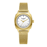 Lee Cooper Women's Analog Watch White Dial With Gold Mesh Band,LC08221.130